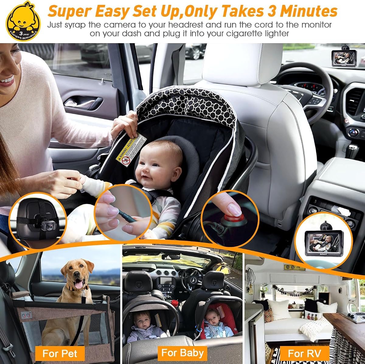 Baby Car Camera 4.3-Inch in use