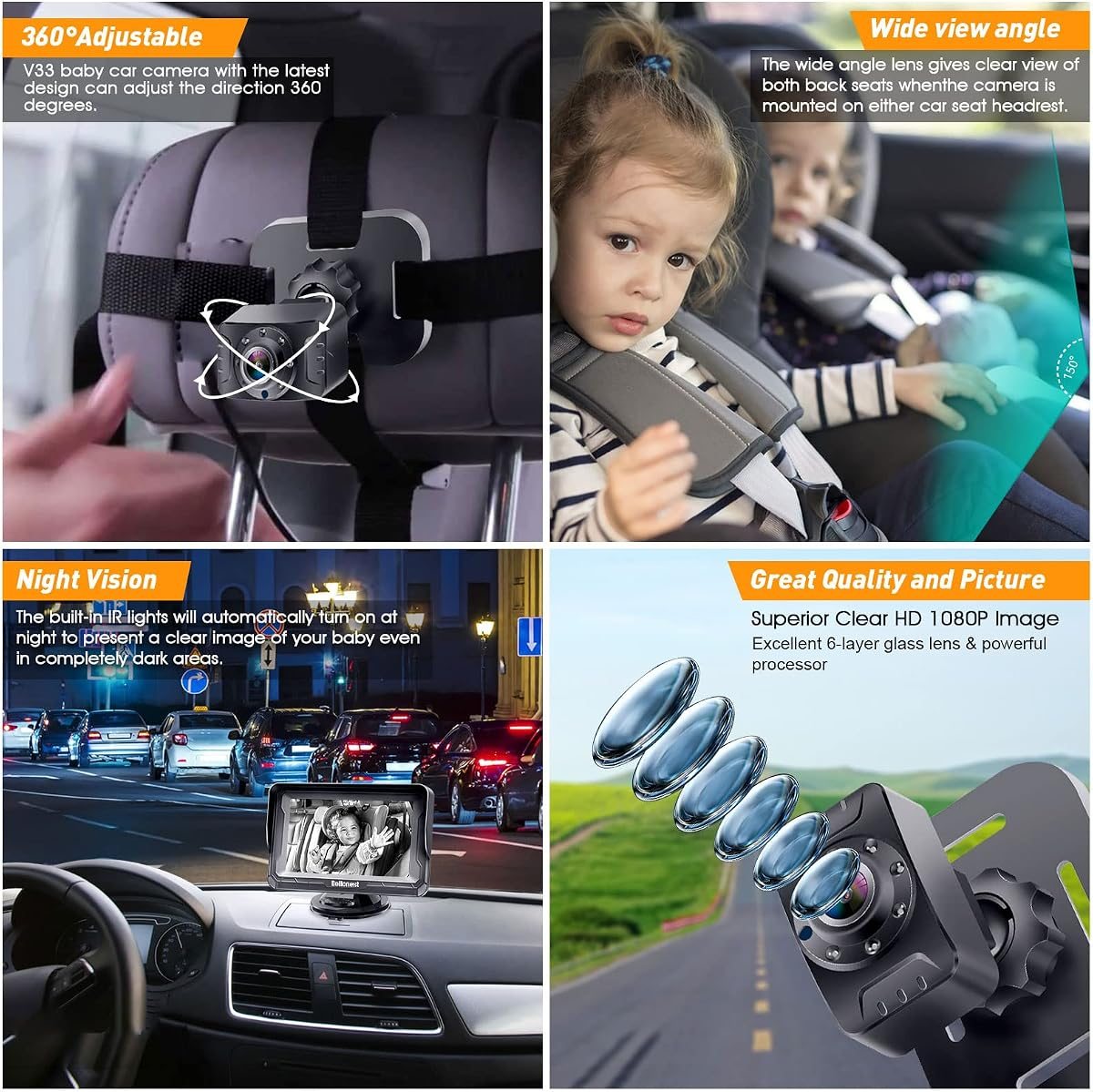 Baby Car Camera 4.3-Inch features